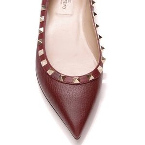 Valentino Rockstud flat burgundy/gold 37/7